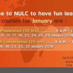 หัวข้อ NULC ขอเชิญผู้สนใจเข้าร่วมอบรมภาษาอังกฤษประจำเดือน มกราคม 2561