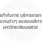 การกำกับการ บริหารราชการ หน่วยงานต่างๆ ของรองอธิการบดี มหาวิทยาลัยนเรศวร